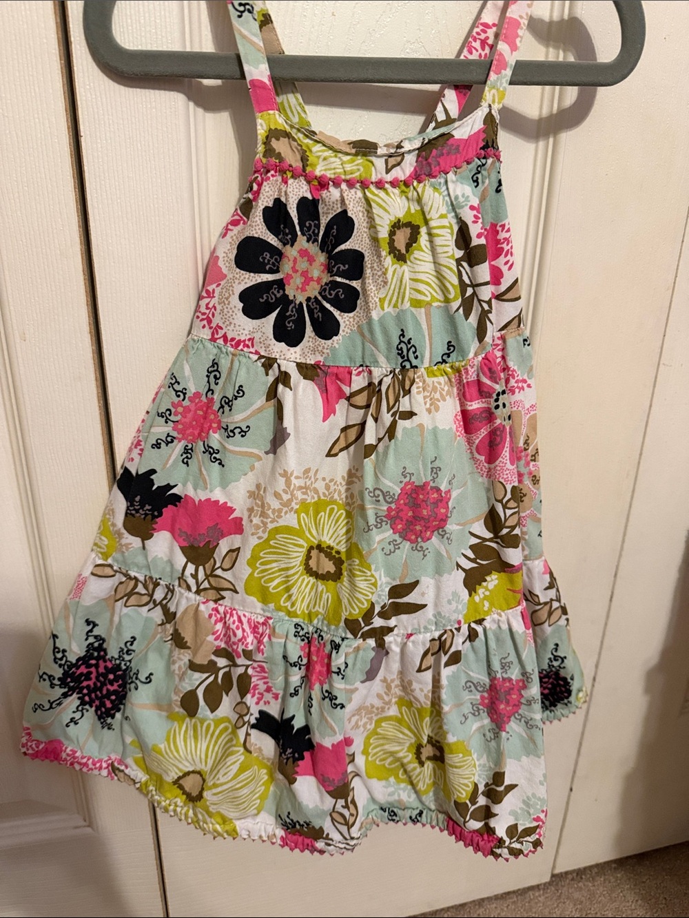 Tiered Floral Sundress for Girls - Pink, Lime & Aqua
